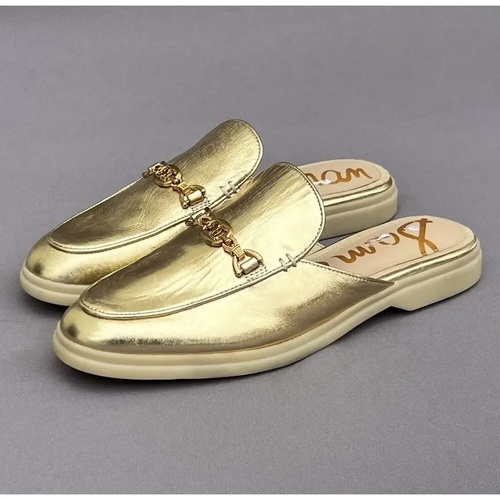 SAM EDELMAN Kira Mule Leather upper Women’s Shoes Amber Gold 8.5 US Size - Picture 3 of 13